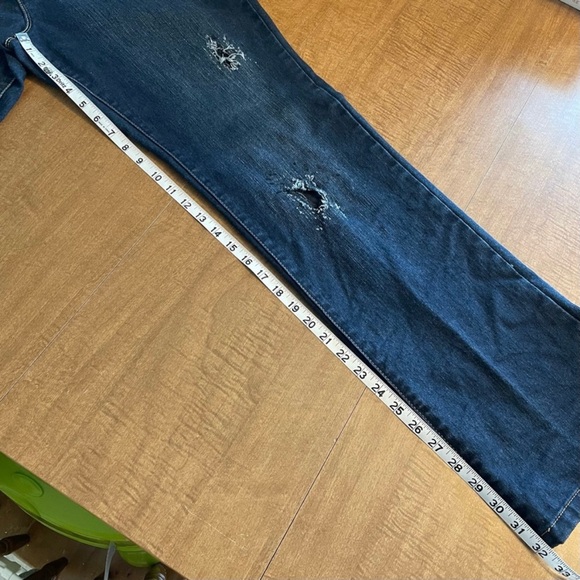 Riders By Lee Women’s Blue Denim Distressed Mid Rise Bootcut Jeans Size 13/14L - Picture 9 of 10